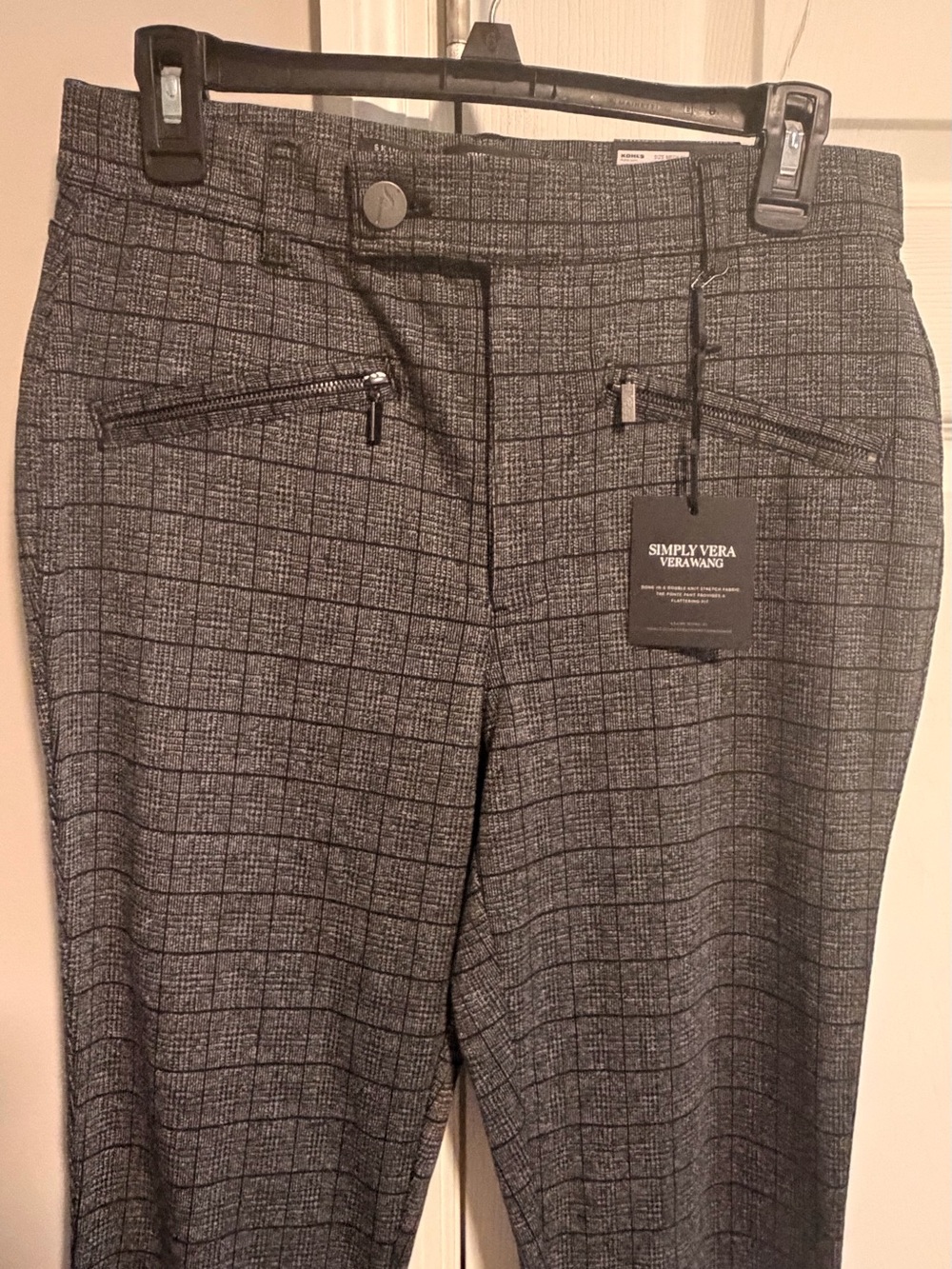Simply Vera Vera Wang Black and Gray Plaid Ponte Pants